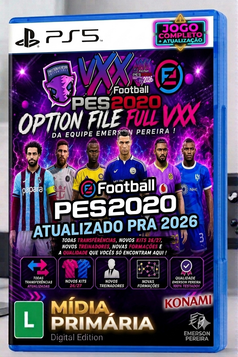 PES 2020 PS5 Primaria + OPTION FILE ATUALIZADO 2026/27
