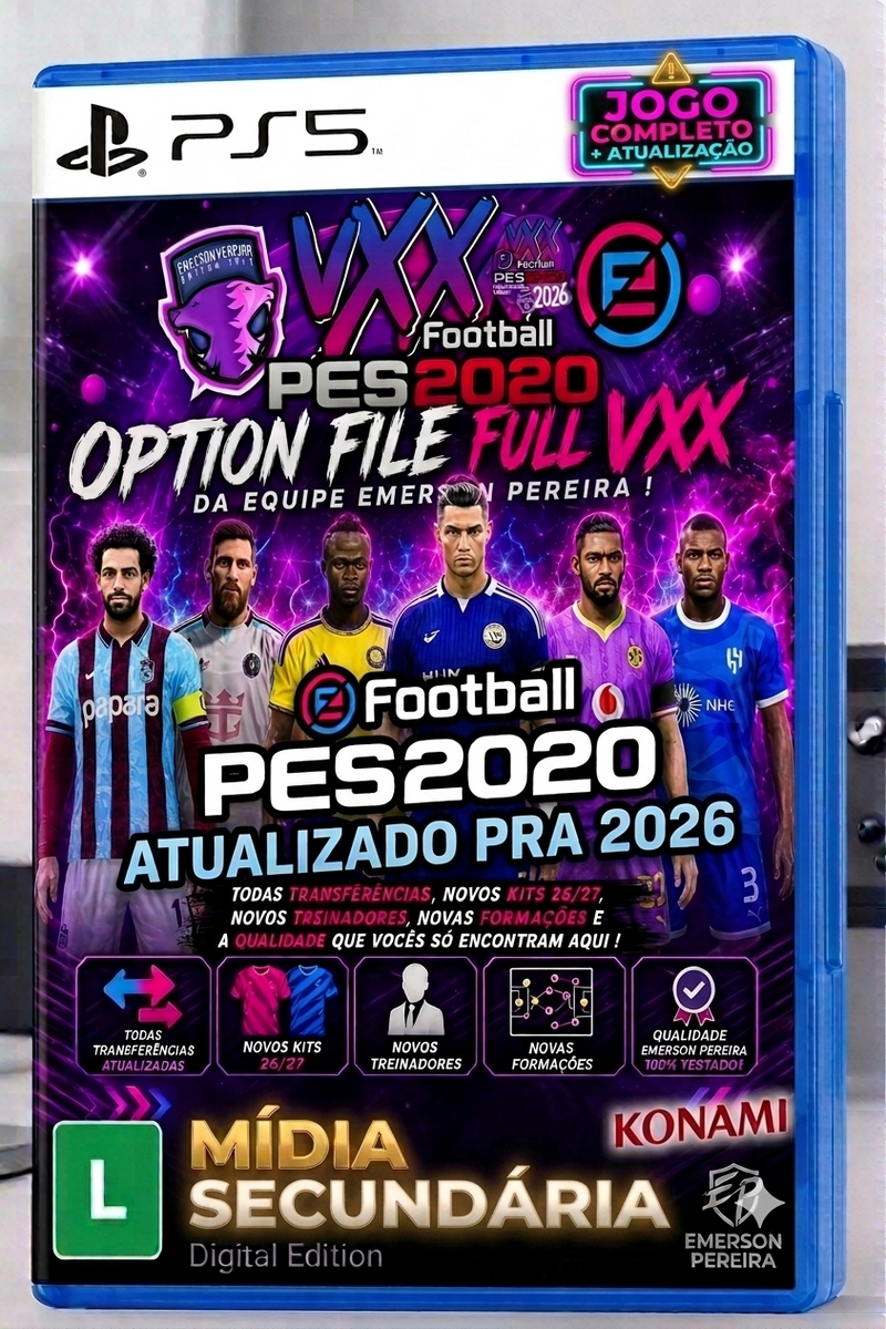 PES 2020 PS5 Secundária + OPTION FILE ATUALIZADO 2026/27