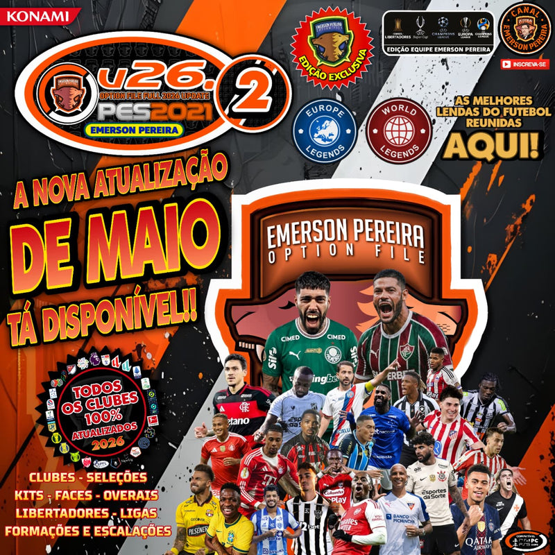 OPTION FILE 2026 pra PES21 PS4/PS5- Atualizado Brasileirão Série A B C !